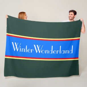 WINTER WONDERLAND Helderblauwe Teal Strepen Fleece Deken