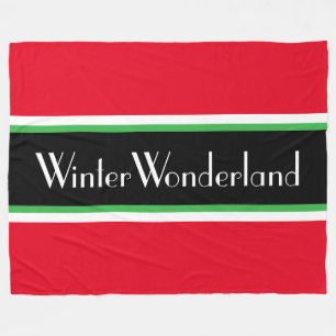 WINTER WONDERLAND Helderrood Zwart Groen Strepen Fleece Deken