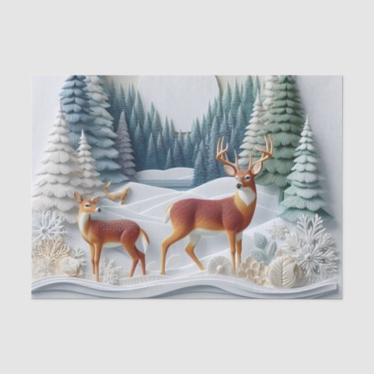 Winter Wonderland Herten Dimensionaal Tissuepapier (Voorkant)