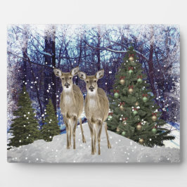 Winter Wonderland Herten en Kerstboom  Fotoplaat