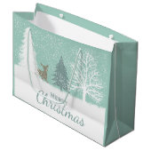 Winter Wonderland herten, sneeuwdenbomen Kerstmis Groot Cadeauzakje (Voorkant Gekanteld)