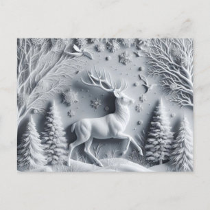 Winter Wonderland Hertenbok in Beweging Ansichtkaa Briefkaart