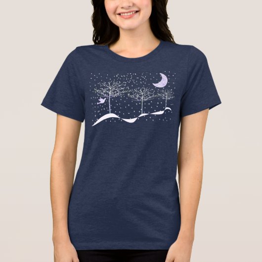 Winter Wonderland Holiday Forest Trees and Snow Tri-Blend Shirt (Voorkant)