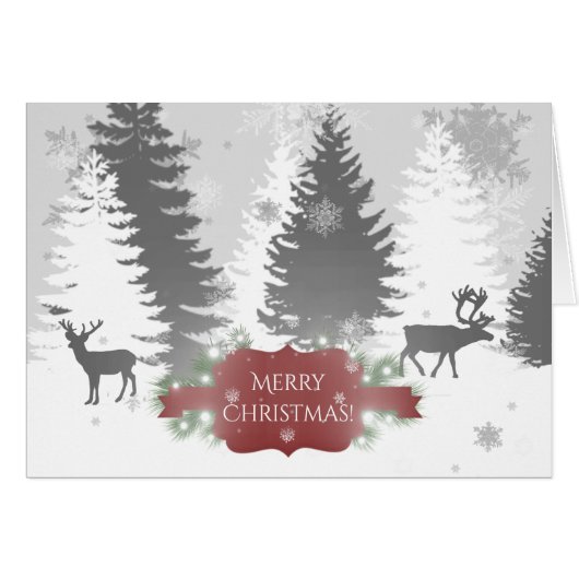 Winter Wonderland Holiday Greeting Kaart - Rood (Voorkant Horizontaal)