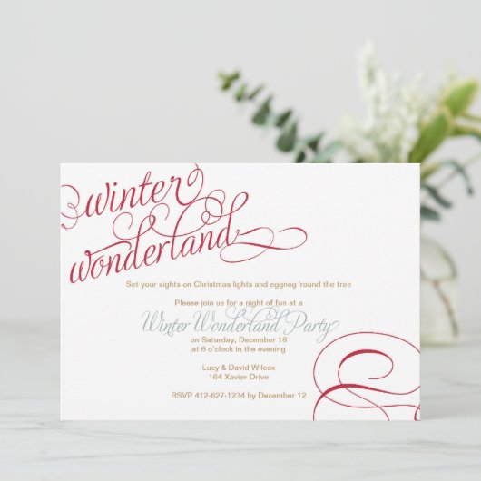 Winter Wonderland Holiday Party Uitnodiging (Staand voorkant)