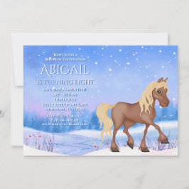 Winter Wonderland Horse and Snow Birthday Kaart