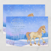 Winter Wonderland Horse and Snow Birthday Kaart (Voorkant / Achterkant)