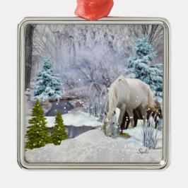 Winter Wonderland Horse kerstboom Metalen Ornament