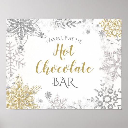 Winter Wonderland Hot Chocolate Silver Gold Poster (Voorkant)