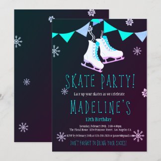 Winter Wonderland Ice Schaats Girl Chalkboard Kaart