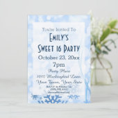 Winter Wonderland Ice Theme Blue Sweet 16 Birthday Kaart (Staand voorkant)