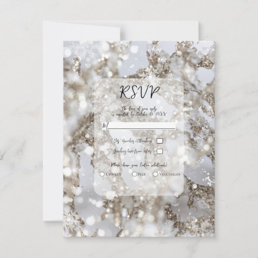Winter Wonderland Icicle Glitz Wedding RSVP Kaart (Voorkant)