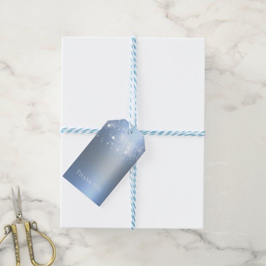 Winter Wonderland IJsblauw Zilver Sparkling Lights Cadeaulabel (Met Touw)