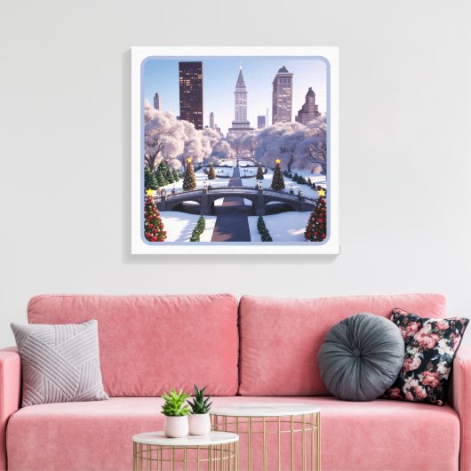 Winter Wonderland in de stad Canvas Afdruk (Insitu (Woonkamer))