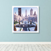 Winter Wonderland in de stad Canvas Afdruk (Insitu (Houten vloer))