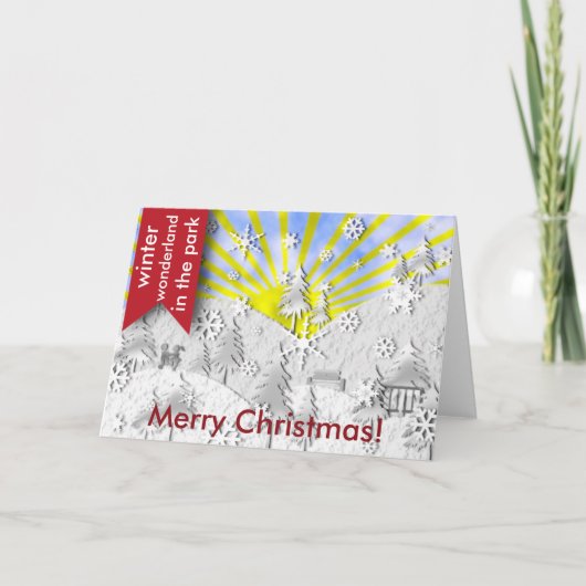 Winter wonderland in het park groet feestdagen kaart (Voorkant)