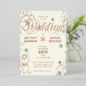 Winter Wonderland Ivoren Blauwe Sneeuwvlok Bruilof Folie Uitnodiging (Staand Voorkant)