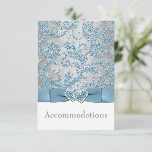 Winter Wonderland, Joined Hearts Bruiloft Enclosur Informatiekaartje (Staand voorkant)