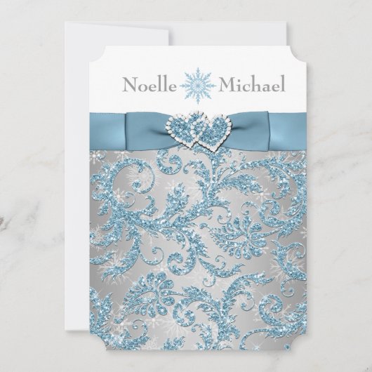 Winter Wonderland Joined Hearts Bruiloft uitnodige Kaart (Voorkant)