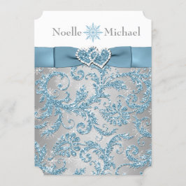 Winter Wonderland Joined Hearts Bruiloft uitnodige Kaart