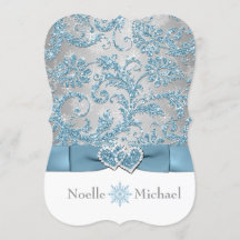 Winter Wonderland Joined Hearts Bruiloft uitnodige