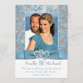 Winter Wonderland Joined Hearts FOTO Uitnodigen Kaart