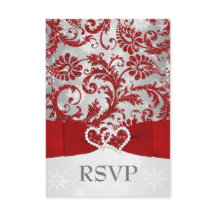 Winter Wonderland Joined Hearts Huwelijks RSVP - R