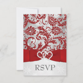 Winter Wonderland Joined Hearts Huwelijks RSVP - R Kaartje