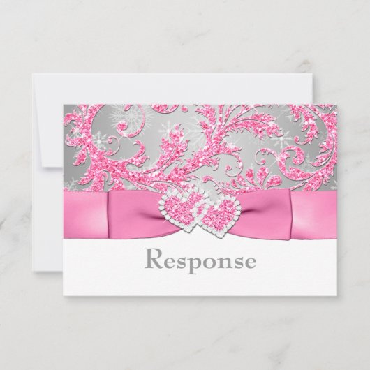 Winter Wonderland Joined Hearts RSVP - Roze (Voorkant)