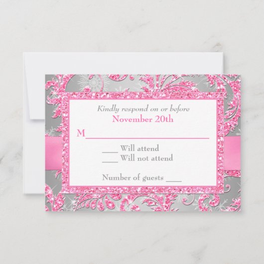 Winter Wonderland Joined Hearts RSVP - Roze (Achterkant)