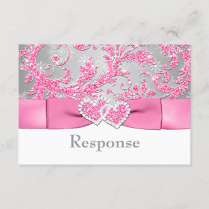 Winter Wonderland Joined Hearts RSVP - Roze Kaartje