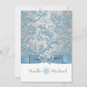 Winter Wonderland Joined Hearts Wedding Invite Kaart (Voorkant)