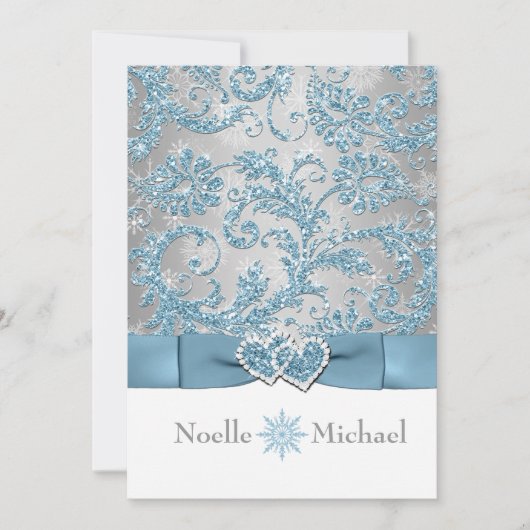 Winter Wonderland Joined Hearts Wedding Invite Kaart (Voorkant)