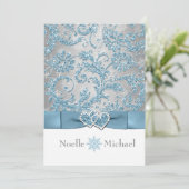 Winter Wonderland Joined Hearts Wedding Invite Kaart (Staand voorkant)