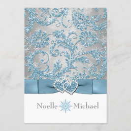 Winter Wonderland Joined Hearts Wedding Invite Kaart