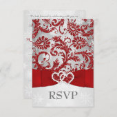 Winter Wonderland Joined Hearts Wedding RSVP - Roo (Voorkant / Achterkant)