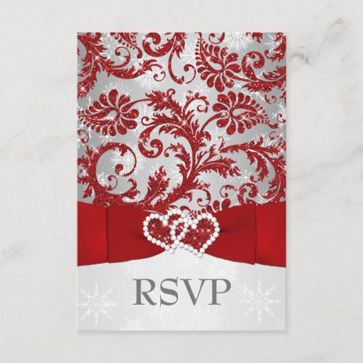 Winter Wonderland Joined Hearts Wedding RSVP - Roo (Voorkant)