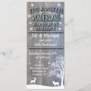 Winter Wonderland Joint Birthday Invitations Kaart