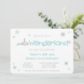 Winter Wonderland Joint Birthday Party, elke leeft Kaart (Staand voorkant)