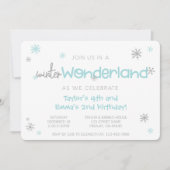 Winter Wonderland Joint Birthday Party, elke leeft Kaart (Voorkant)