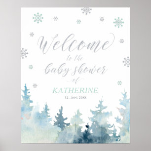 Winter Wonderland Jongens Baby Shower Welkom Bord Poster