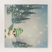 Winter Wonderland,Kabouter,Dennenboom,Bos,Sneeuw Legpuzzel (Horizontaal)