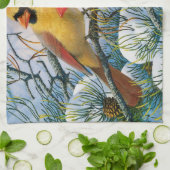 Winter Wonderland Kardinaal Birds Kerstfeest Theedoek (Gevouwen)