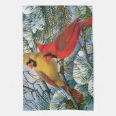 Winter Wonderland Kardinaal Birds Kerstfeest Theedoek (Verticaal)