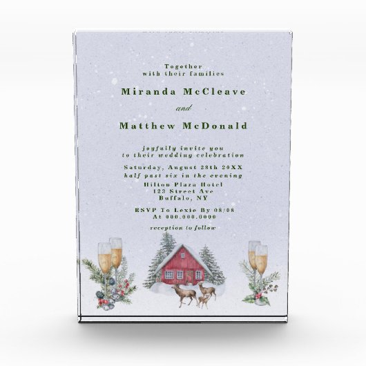 Winter Wonderland Keepomwille Wedding Invite Fotoblokken (Voorkant)