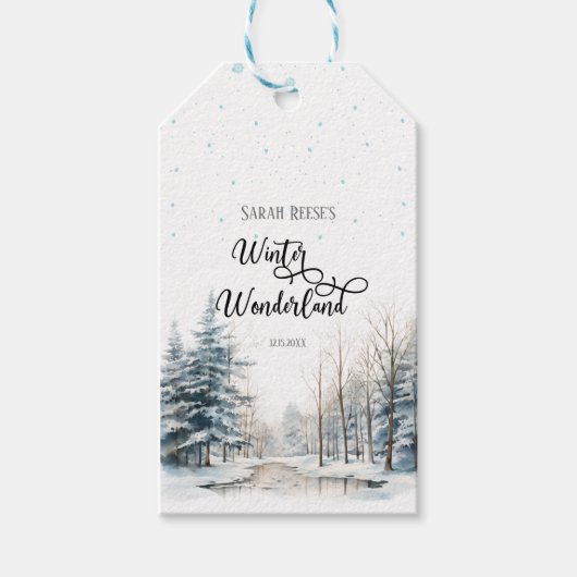 Winter Wonderland Kerst Baby shower Cadeaulabel (Voorkant)