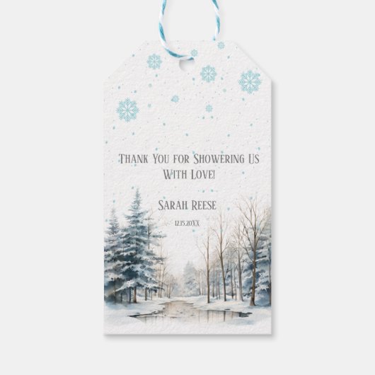 Winter Wonderland Kerst Baby shower Cadeaulabel (Achterkant)