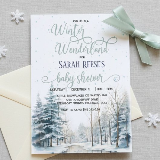 Winter Wonderland Kerst Baby shower Kaart