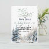 Winter Wonderland Kerst Baby shower Kaart (Staand voorkant)