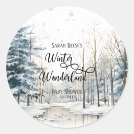 Winter Wonderland Kerst Baby shower Ronde Sticker